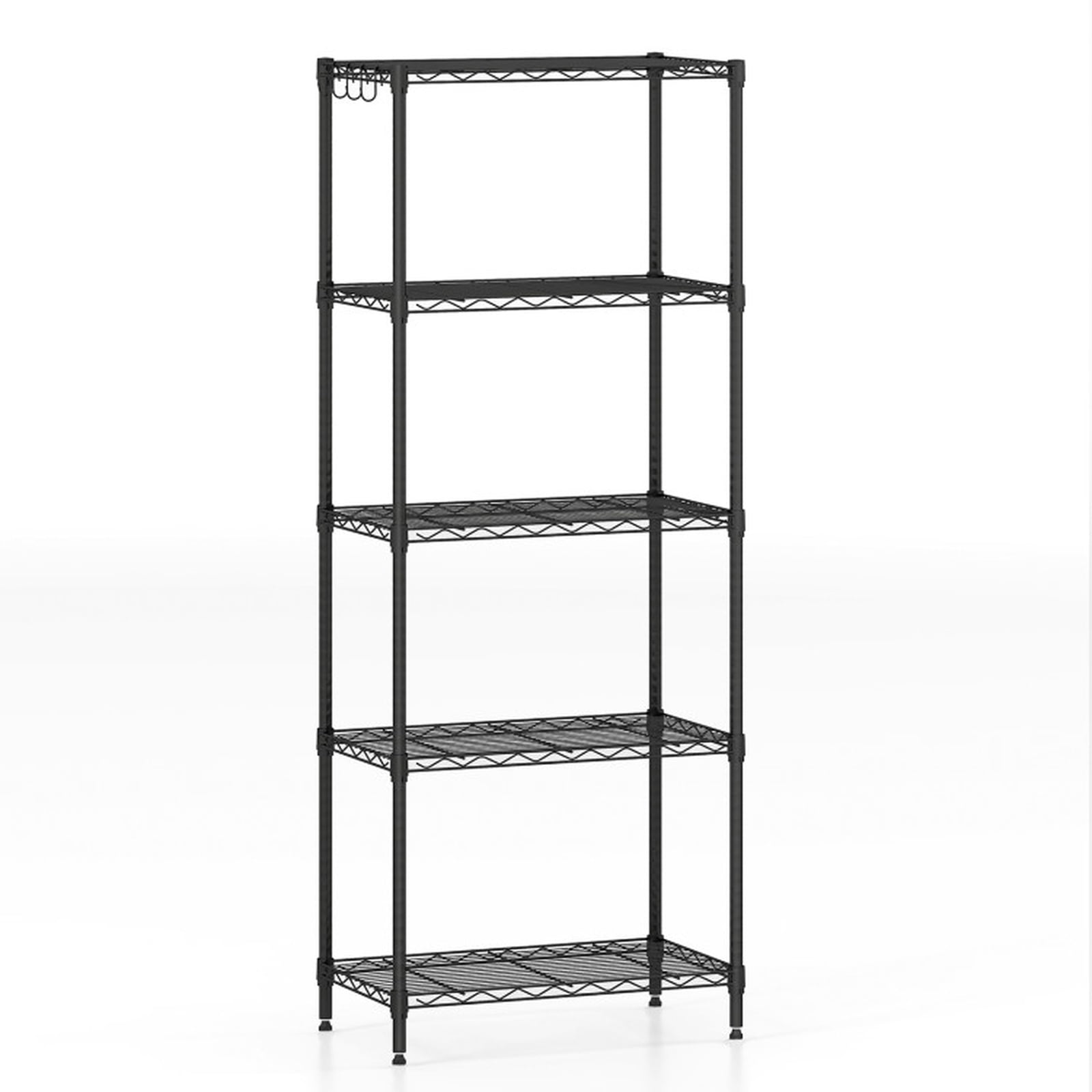 Biotree 5-Tier Metal Storage Shelving Unit with V-Shaped Wire Rack, 750 LBS Capacity Heavy Duty Garage Shelves Utility Rack for Basement Warehouse Pantry, Black