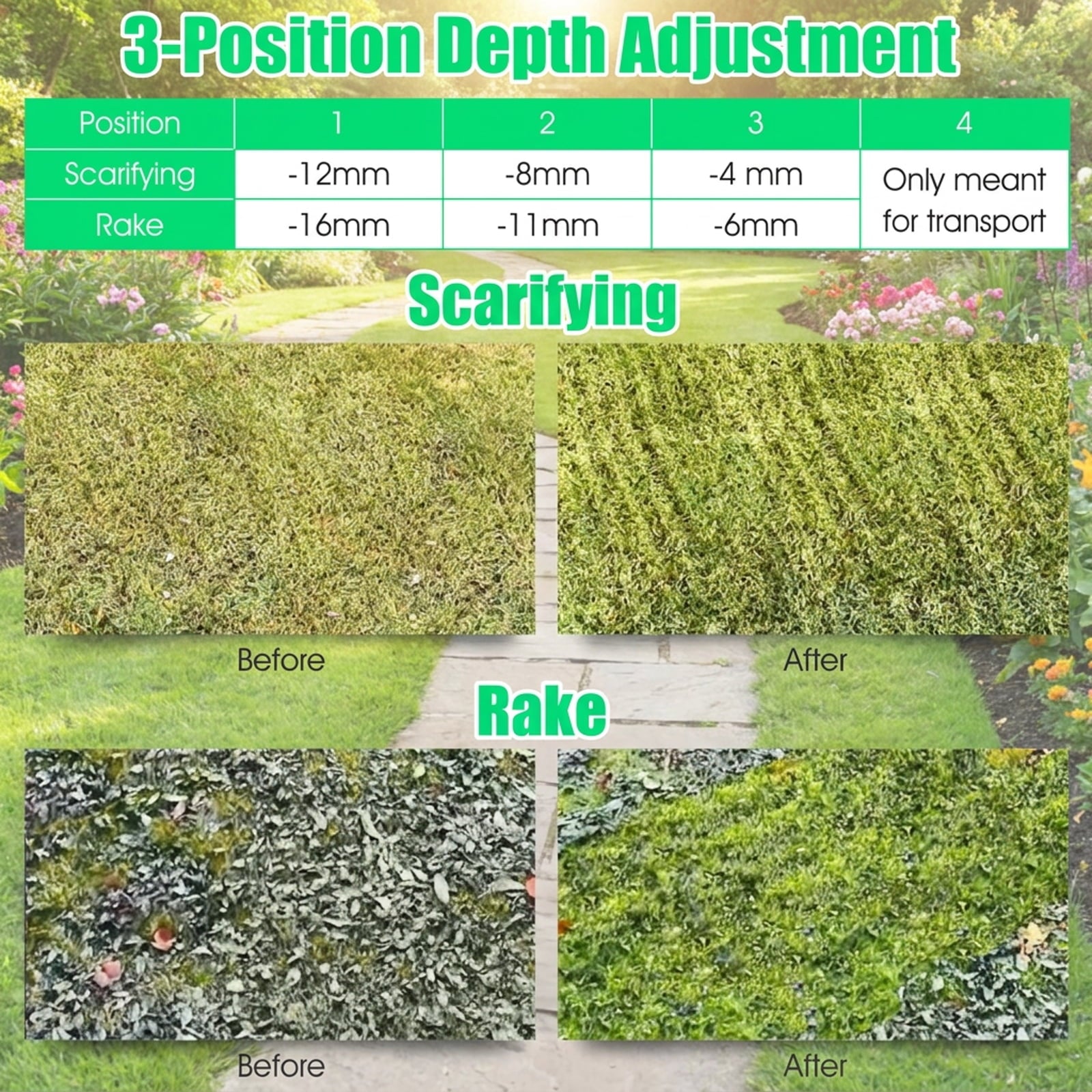 Biotree 13 Inch 12 Amp Electric Scarifier with Collection Bag and Removable Blades for Lawn Garden Yard Soil Care, Green