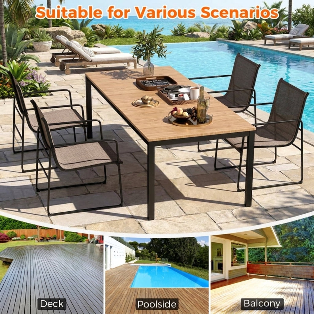 Biotree Outdoor Dining Chairs Set of 4 Patio Furniture Chair with Breathable Seat and BackrestBrown