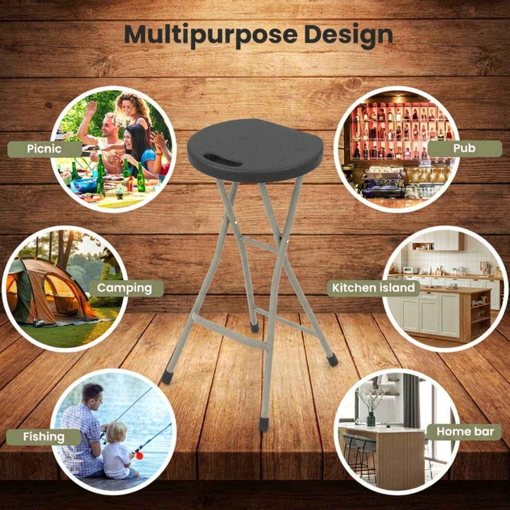 Biotree 28 Inch Portable Folding Stools with 330lbs Limited Sturdy Frame Stackable Patio Chair for Garden BackyardBlack
