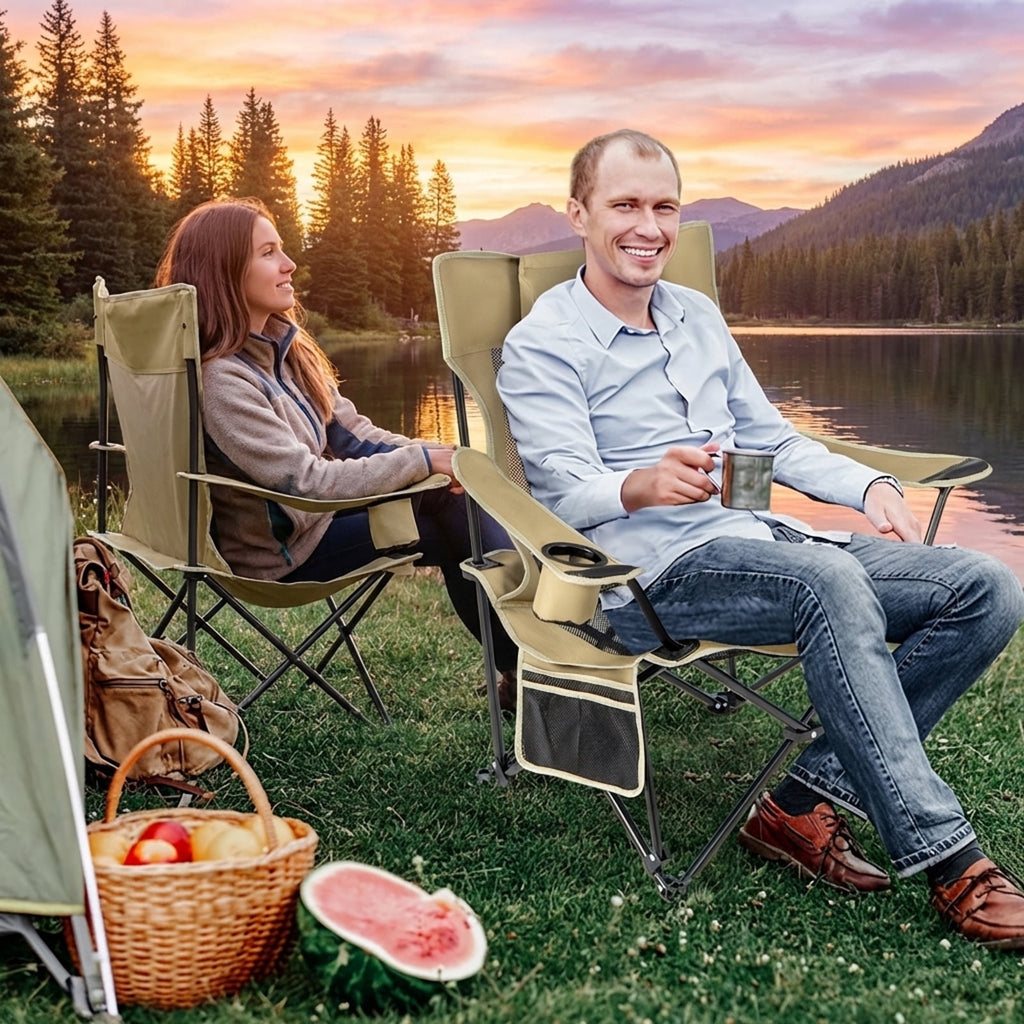 Biotree Camping Lounge Chair with Detachable Footrest Adjustable Backrest, Green