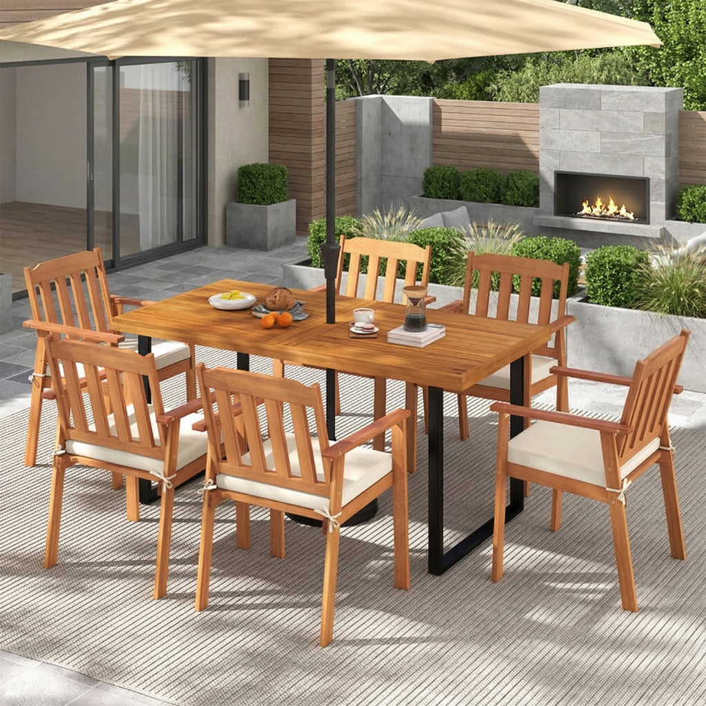 Biotree 7-Piece Patio Dining Set 63 In Table and 6 Chairs