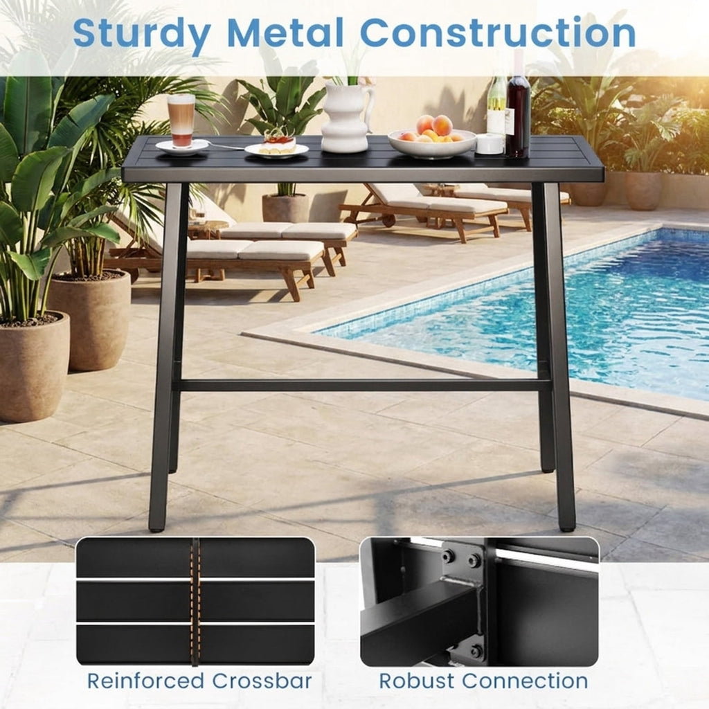 Biotree 36 Inches Patio Counter Height Bar Table with Adjustable Foot Pads, Black