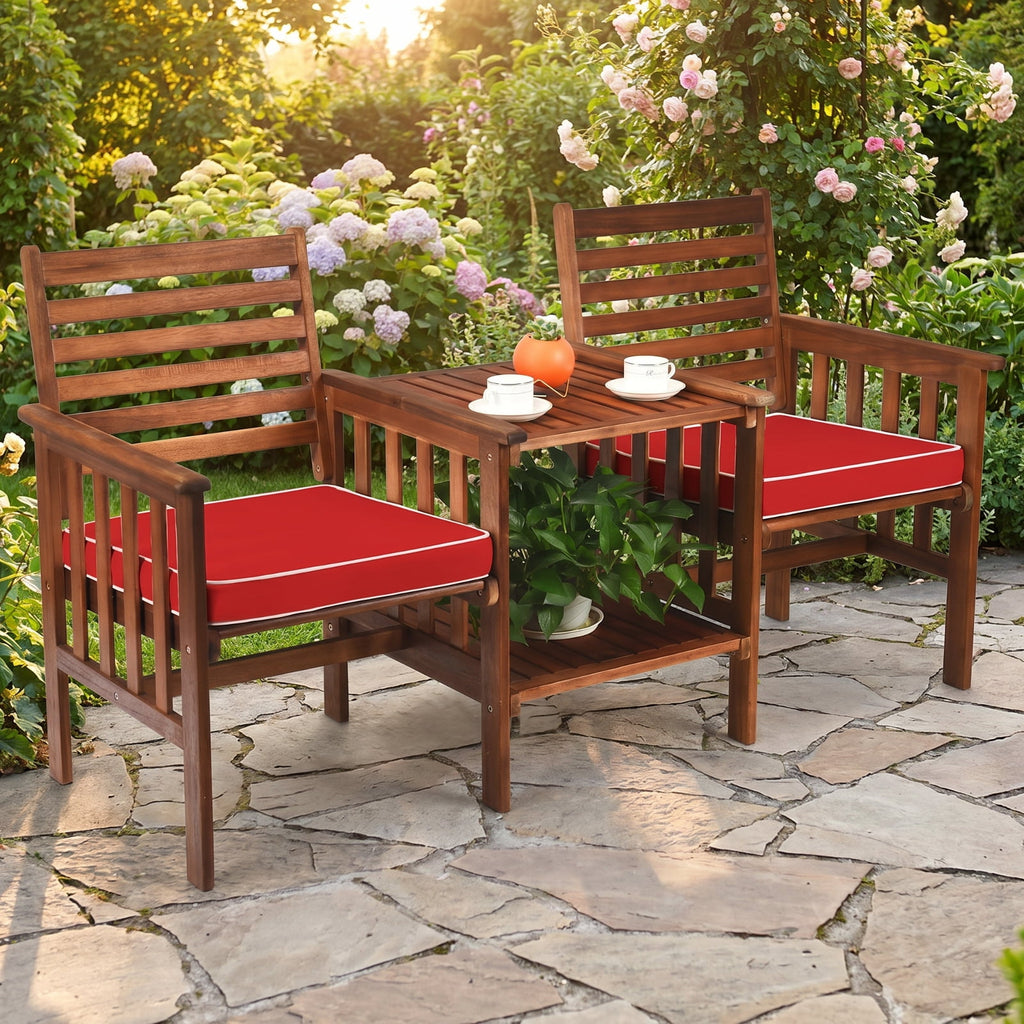 Biotree Acacia Wood Outdoor Garden Bench Set of 1/2 with Slatted Seat and 800 Lbs Capacity-Set of 1Natural