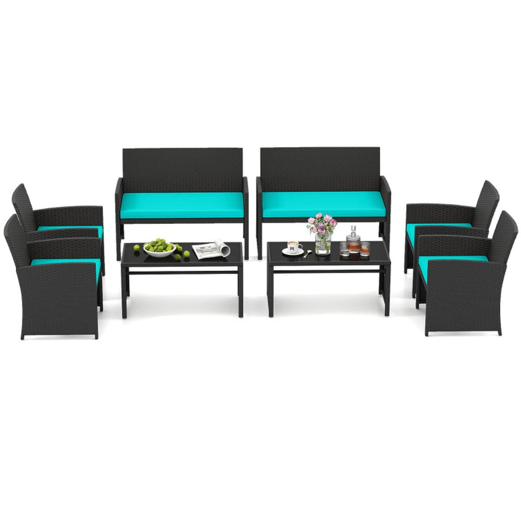 Biotree 4 Pieces Patio Furniture Set with Tempered Glass Tabletop and Removable Cushion Outdoor Conversation Set for Garden Backyard PorchTurquoise