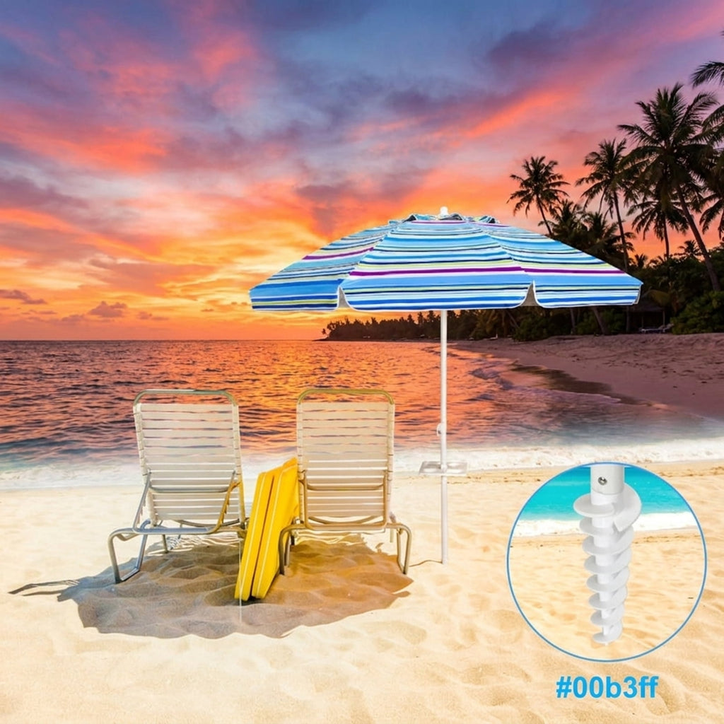 Biotree 7.2 ft Portable Beach Umbrella with Carrying Bag, 8 Ribs, Sand Tilt Mechanism - Blue for Backyard