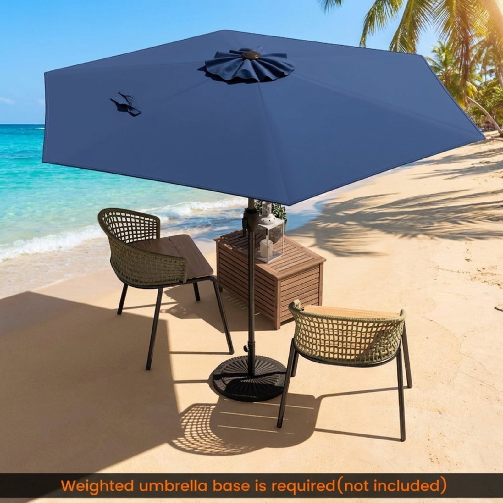 Biotree 7.5 FT Patio Umbrella, Outdoor Patio Heavy Duty Market Umbrella with Push Button Tilt for Patio Garden Backyard Pool, Navy