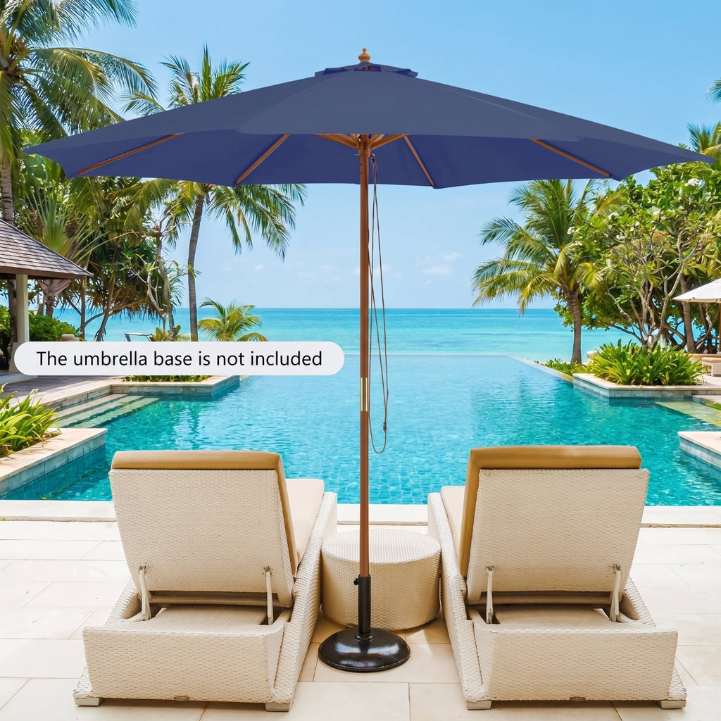 Biotree 10 ft Offset Cantilever Patio Umbrella 8 Wooden Ribs Outdoor Shade - Beige - UV Protection with Cross Base