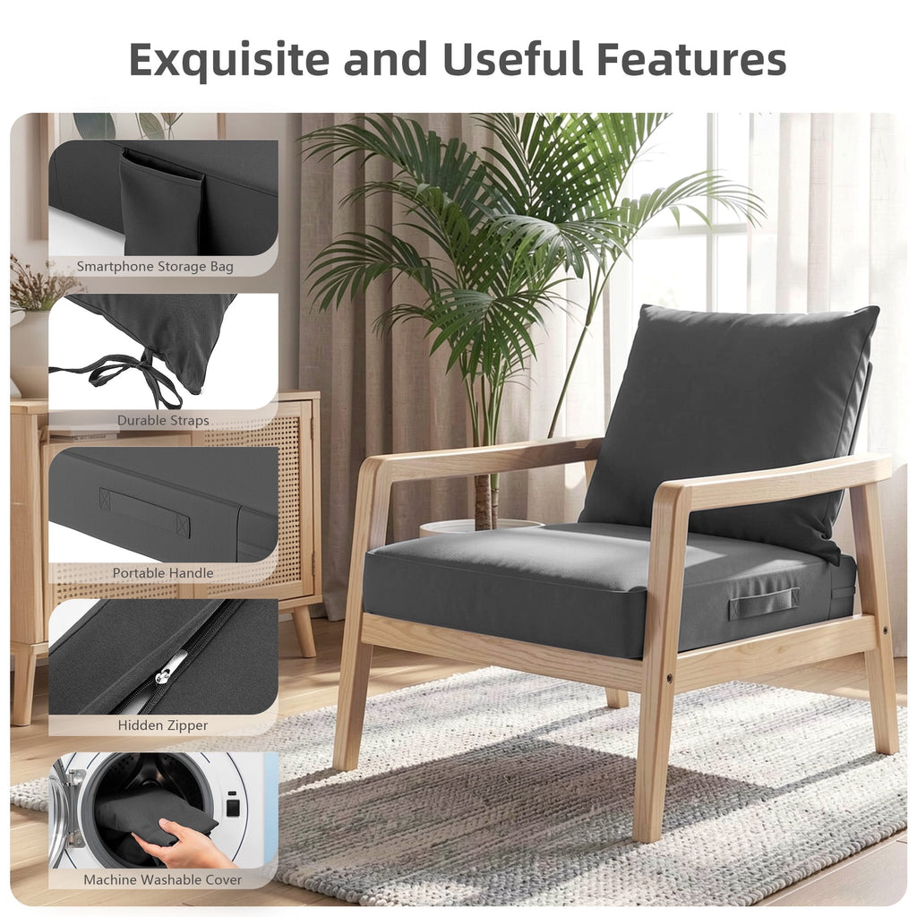Biotree Outdoor Seat Cushions for Chairs,Waterproof Fade-Resistant Patio Furniture Replacement Cushions with Removable Cover,Gray