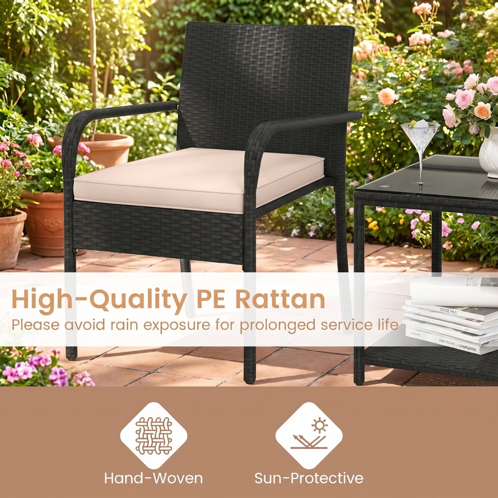 Biotree Set of 1 Outdoor Acacia Wood Benches 2-3 People Backless Garden Front Benches with Metal Frame-1 PieceBrown