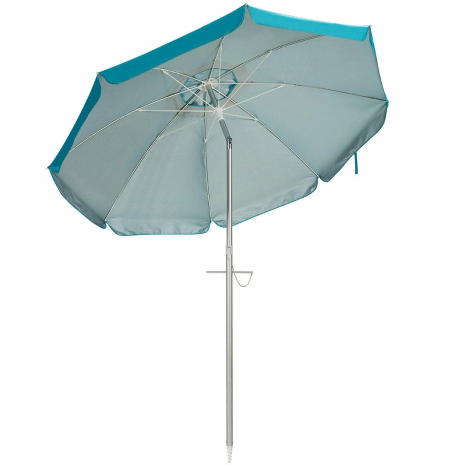Biotree 6.5 ft Portable Beach Umbrella with Carrying Bag, 6 Ribs, Sand Tilt Mechanism - Blue for Backyard