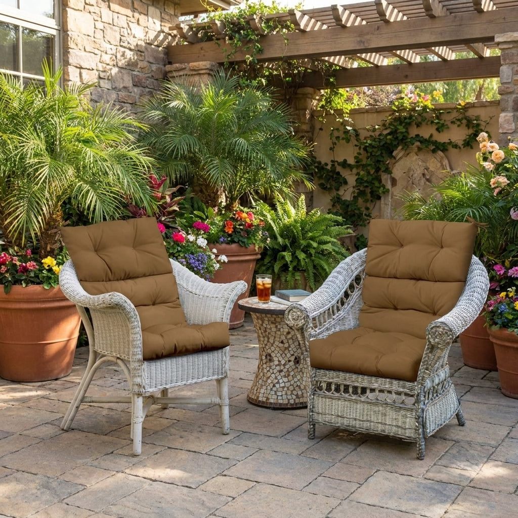 Biotree 22 X 44 Inch Tufted Outdoor Patio Chair Seating Pad Comfortable Patio Chair Cushion PadBrown