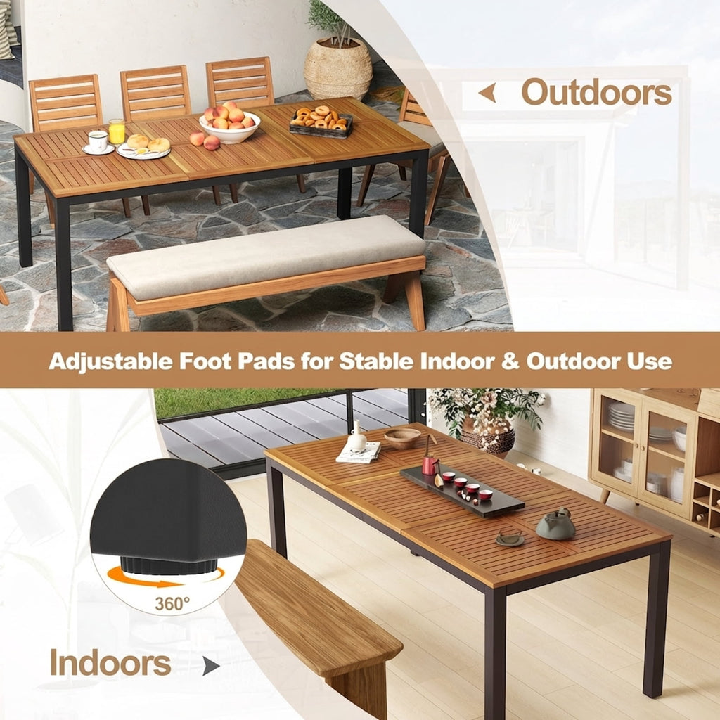 Biotree 79 In Acacia Wood Dining Table for 8 with Umbrella Hole