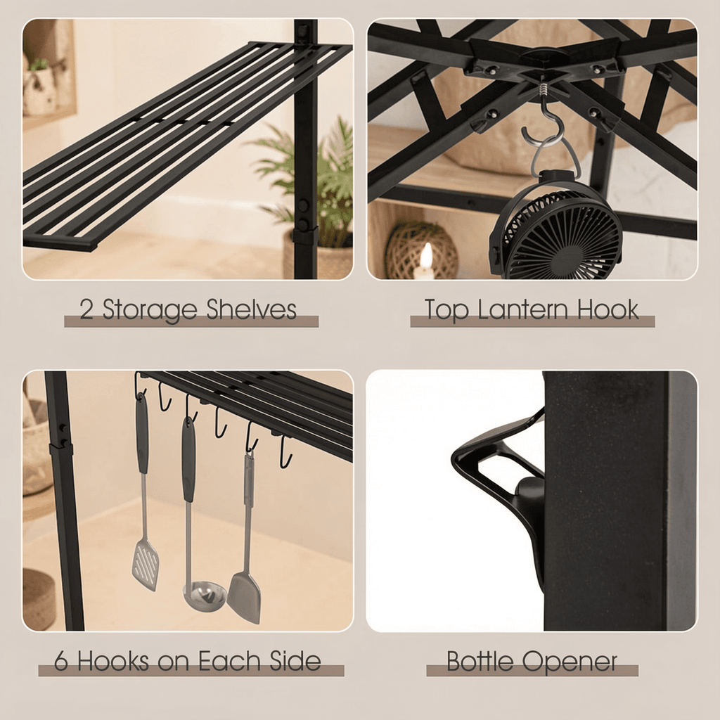 Biotree 11 x 5 FT Grill Gazebo with Side Awning and Double-Tiered Top Brown - Outdoor Patio Backyard Garden Shade Canopy Shelter