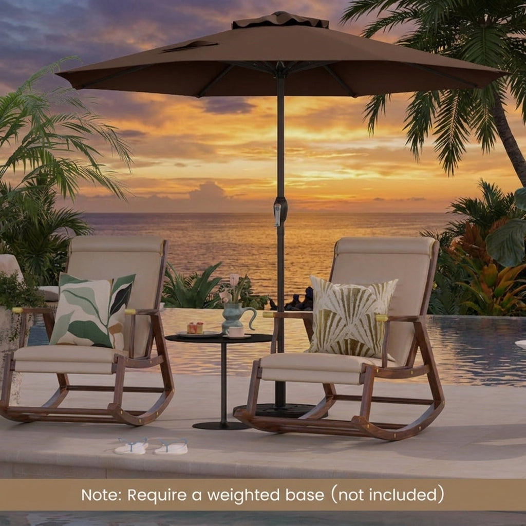 Biotree 8.5 ft Market Patio Umbrella with Crank and Tilt, 8 Sturdy Ribs, Vented Canopy - Beige for Backyard
