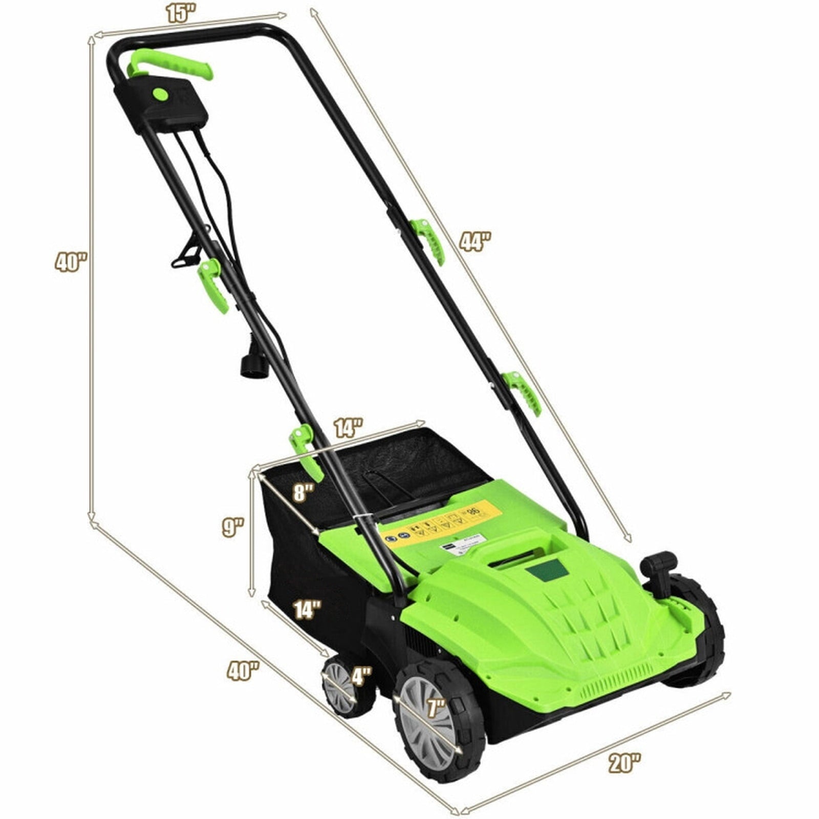 Biotree 13 Inch 12 Amp Electric Scarifier with Collection Bag and Removable Blades for Lawn Garden Yard Soil Care, Green