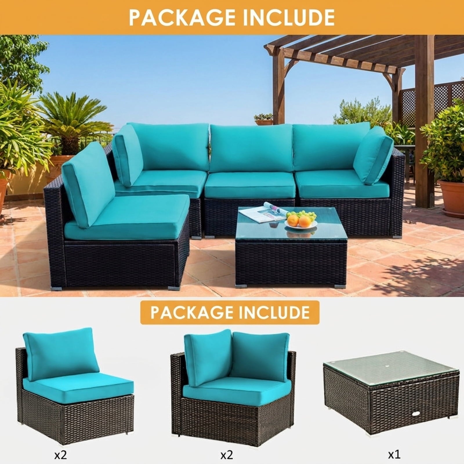 Biotree PE Wicker Outdoor Daybed with 4-Level Adjustable Backrest and Storage Ottoman Outdoor Conversation Set for Garden Backyard PorchWhite