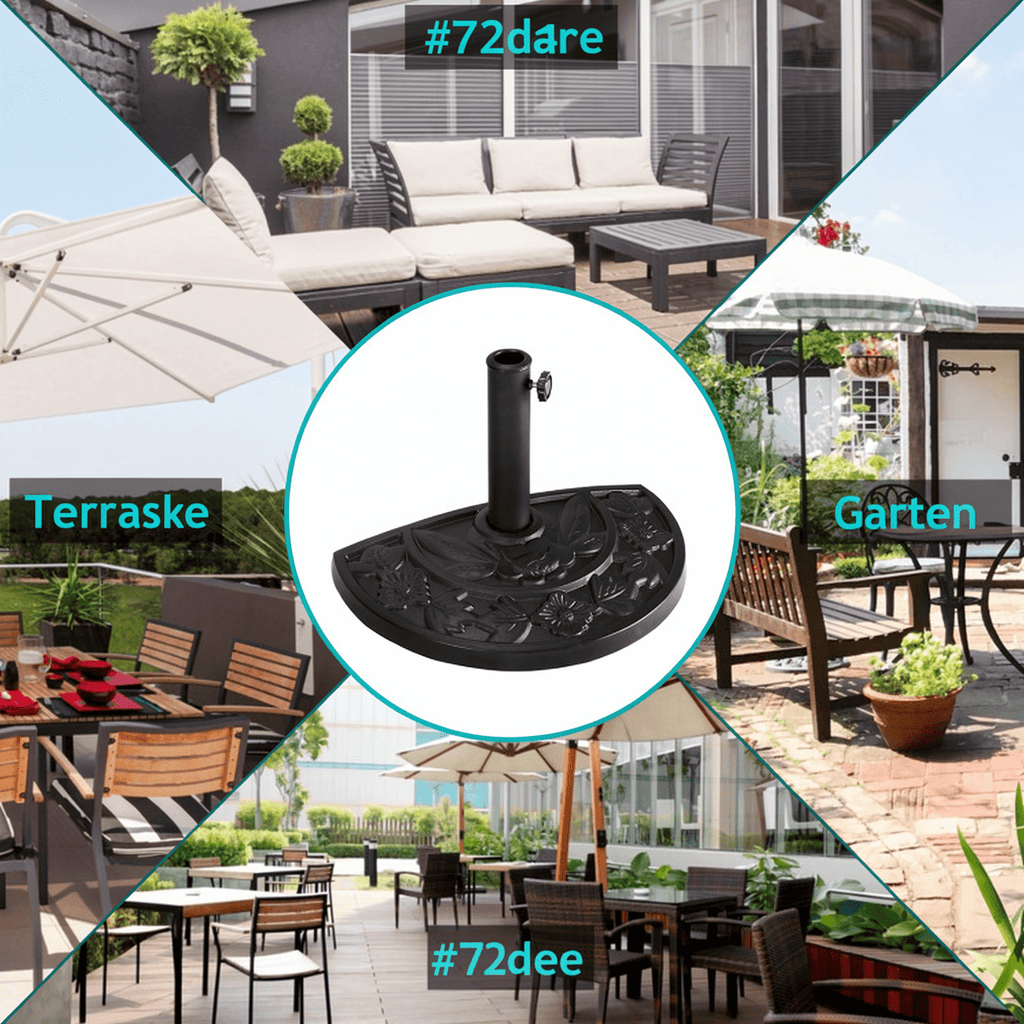 Biotree 22 Inch Heavy Duty Round Umbrella Base Stand Bronze - Heavy Duty Outdoor Patio Stand for Market and Offset Umbrellas
