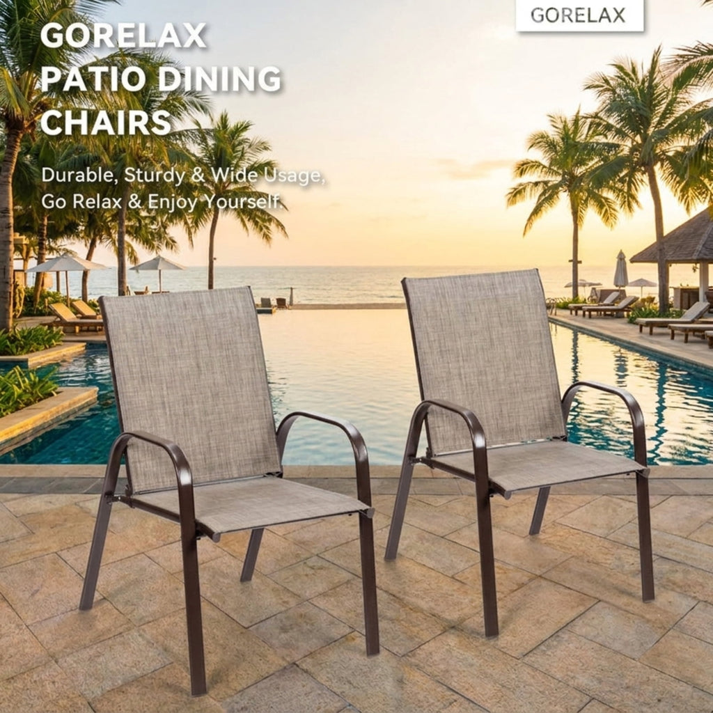 Biotree 2 Pcs Patio Chairs Outdoor Dining Chair with Armrest Stackable Patio Chair for Garden BackyardGray