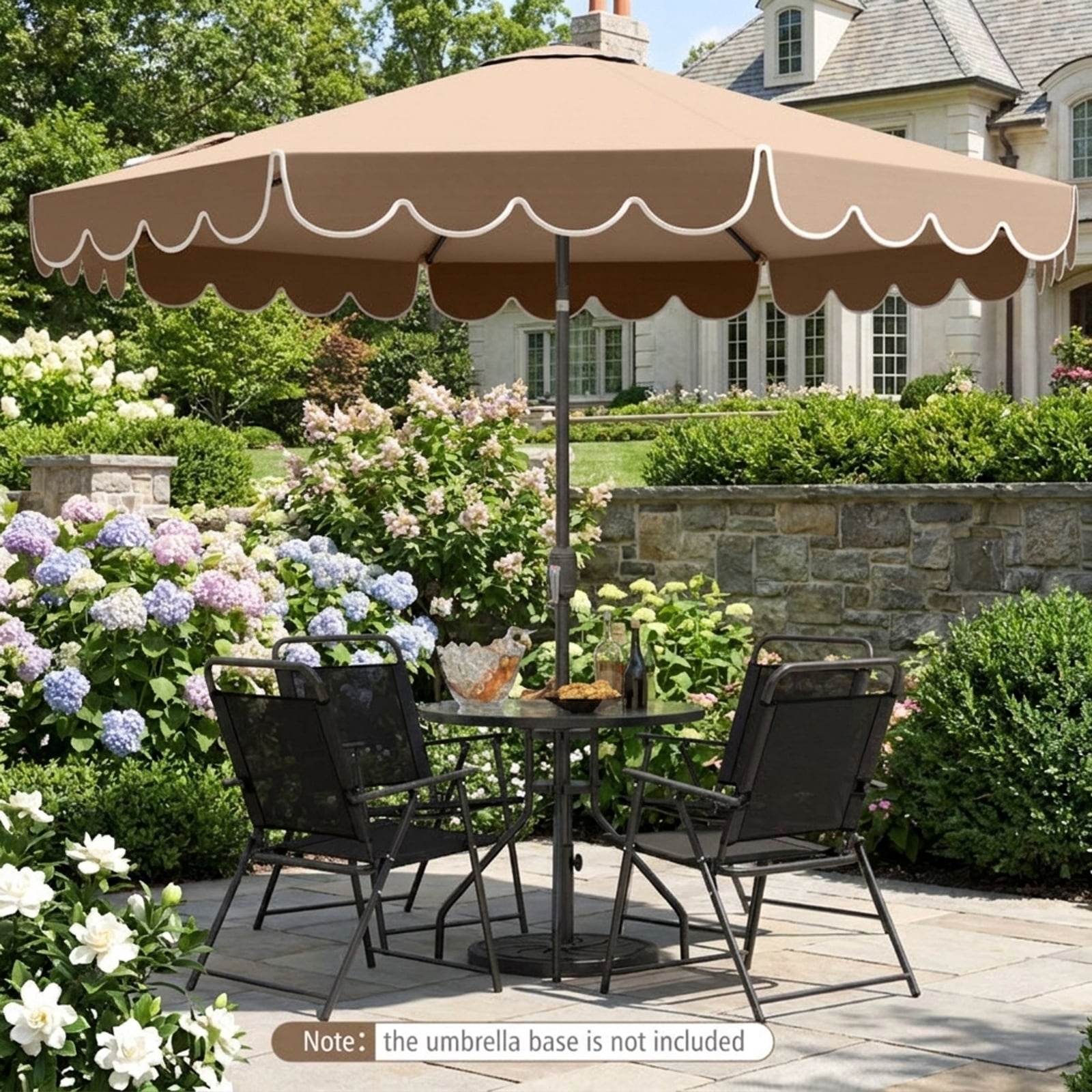 Biotree 10 ft Market Patio Umbrella with Crank and Tilt, 8 Sturdy Ribs, Vented Canopy - Beige for Backyard