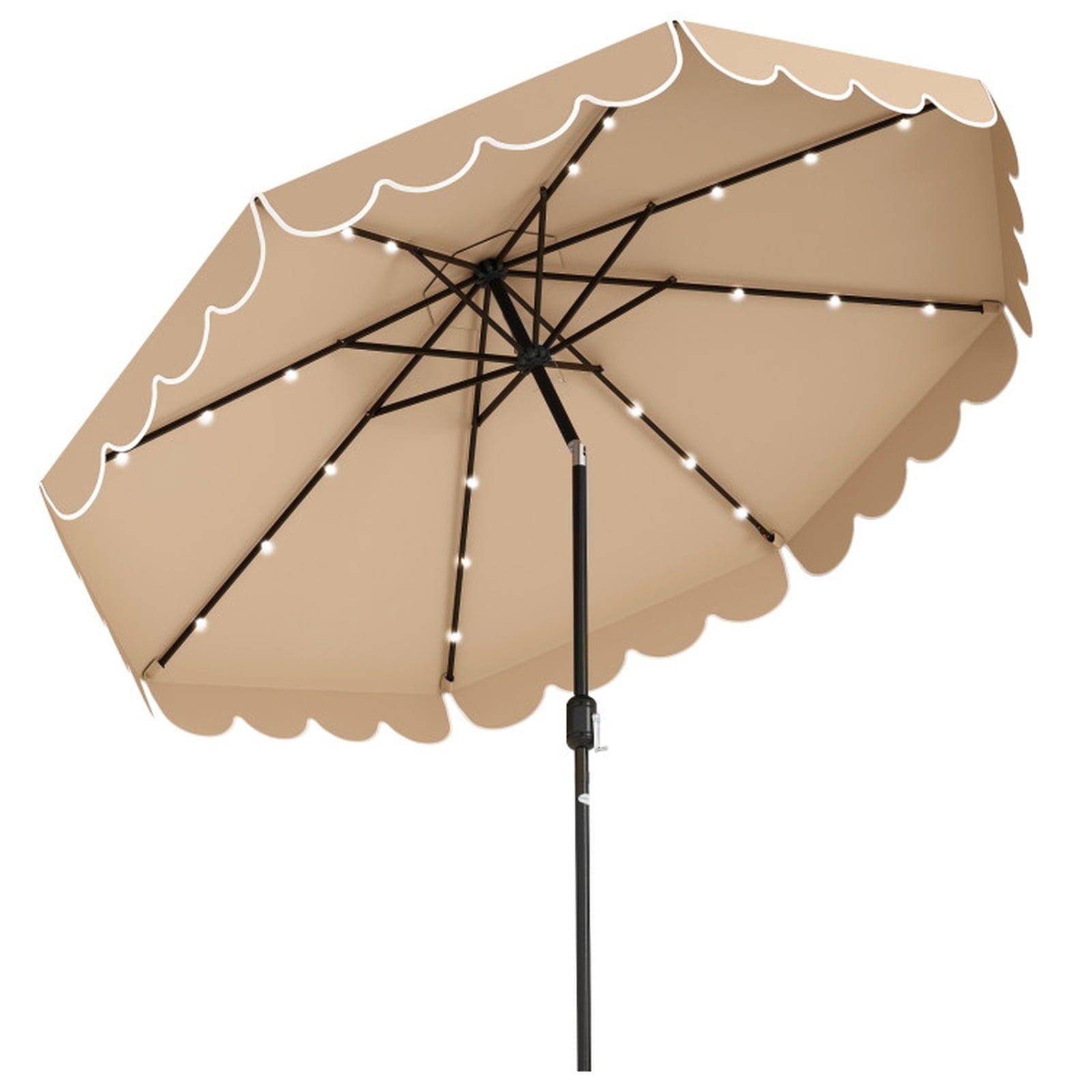 Biotree 10 ft Market Patio Umbrella with Crank and Tilt, 8 Sturdy Ribs, Vented Canopy - Beige for Backyard