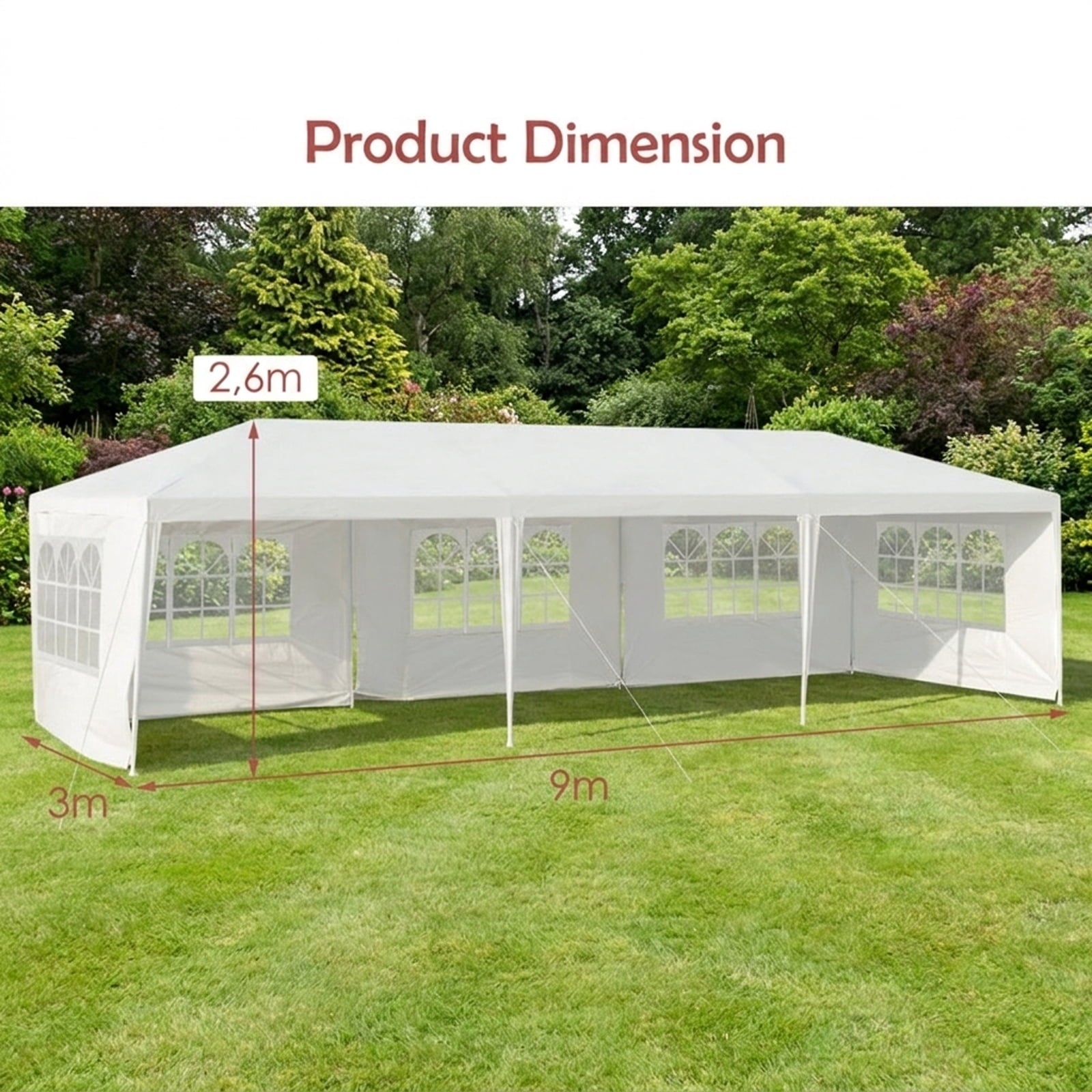 Biotree 10 ft 360-Degree Rotation Solar LED Patio Offset Umbrella with 32 Lights 8 Ribs Polyester Canopy without Base - Dark Red