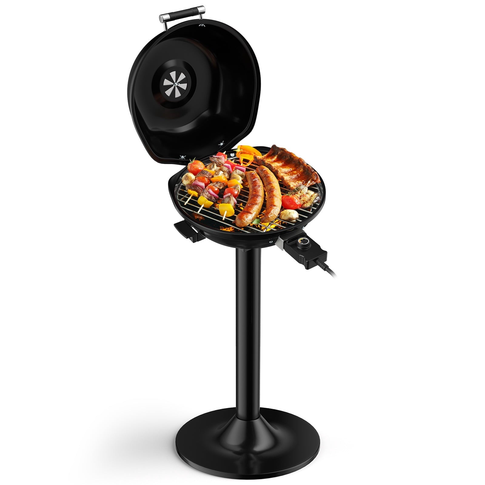 Biotree 1600W Portable Electric BBQ Grill with Removable Non-Stick Rack-Black Outdoor Cooking Patio Summer