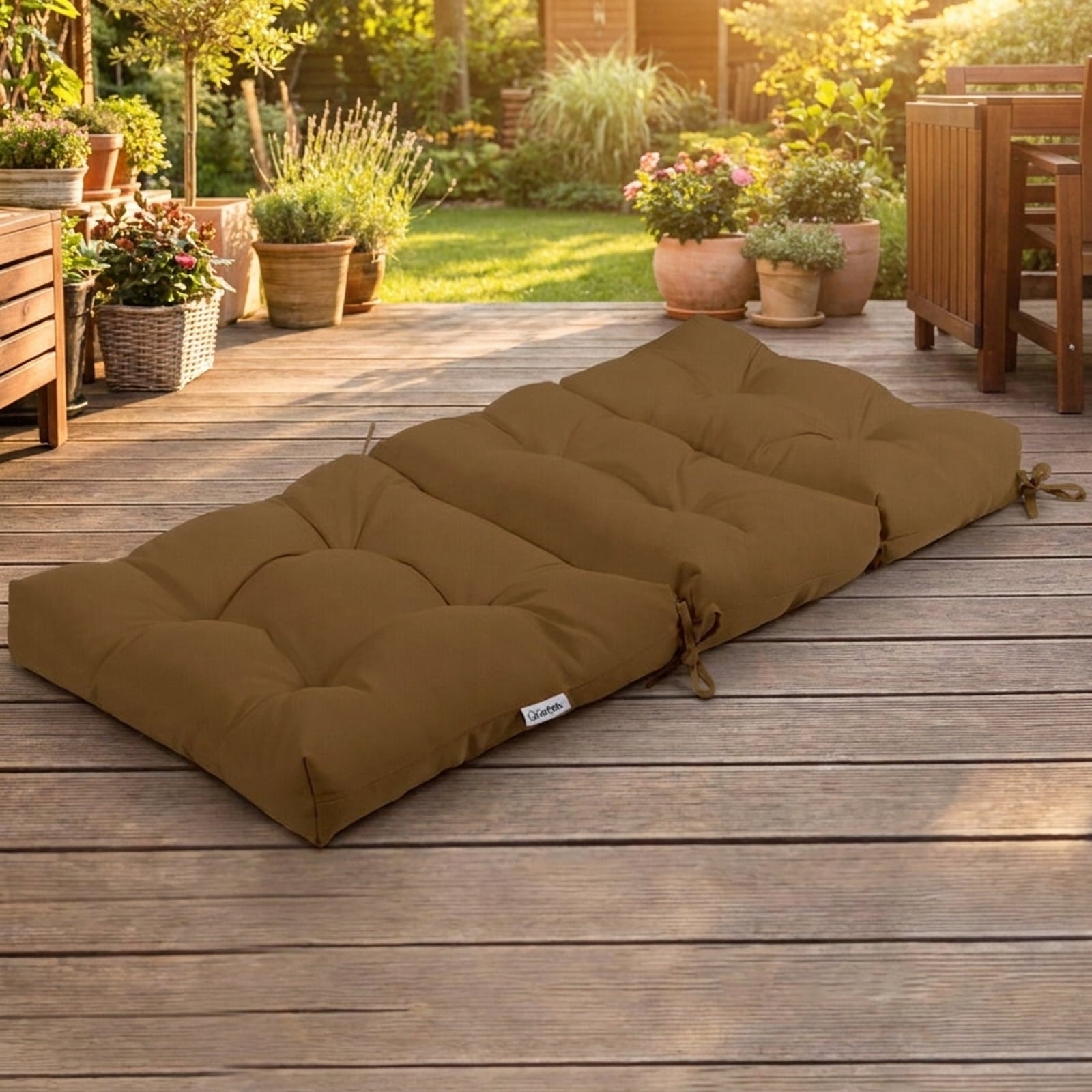 Biotree 22 X 44 Inch Tufted Outdoor Patio Chair Seating Pad Comfortable Patio Chair Cushion PadBrown