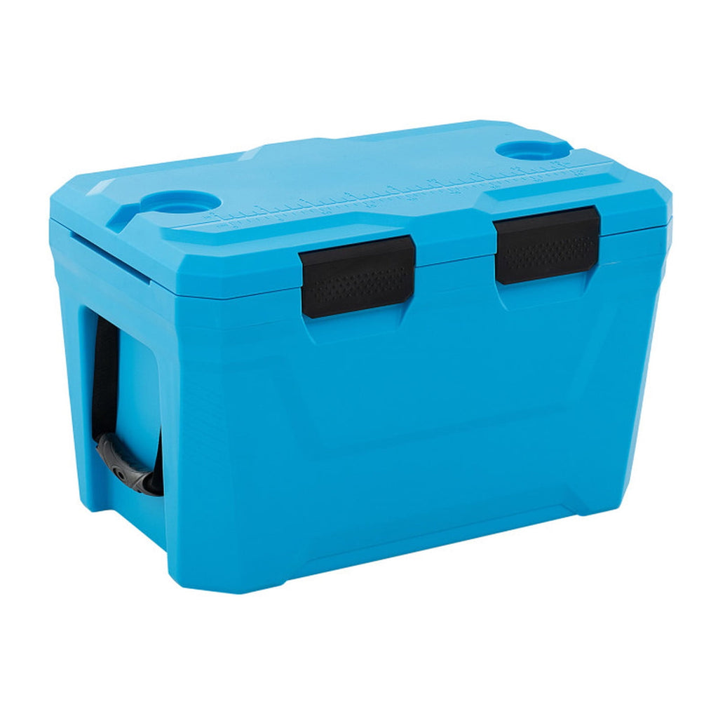 Biotree Insulated Portable Cooler Hard Shell Ice Chest with 2 Cup Holders Bottle Opener and Drain Plug, 37 Qt, Blue