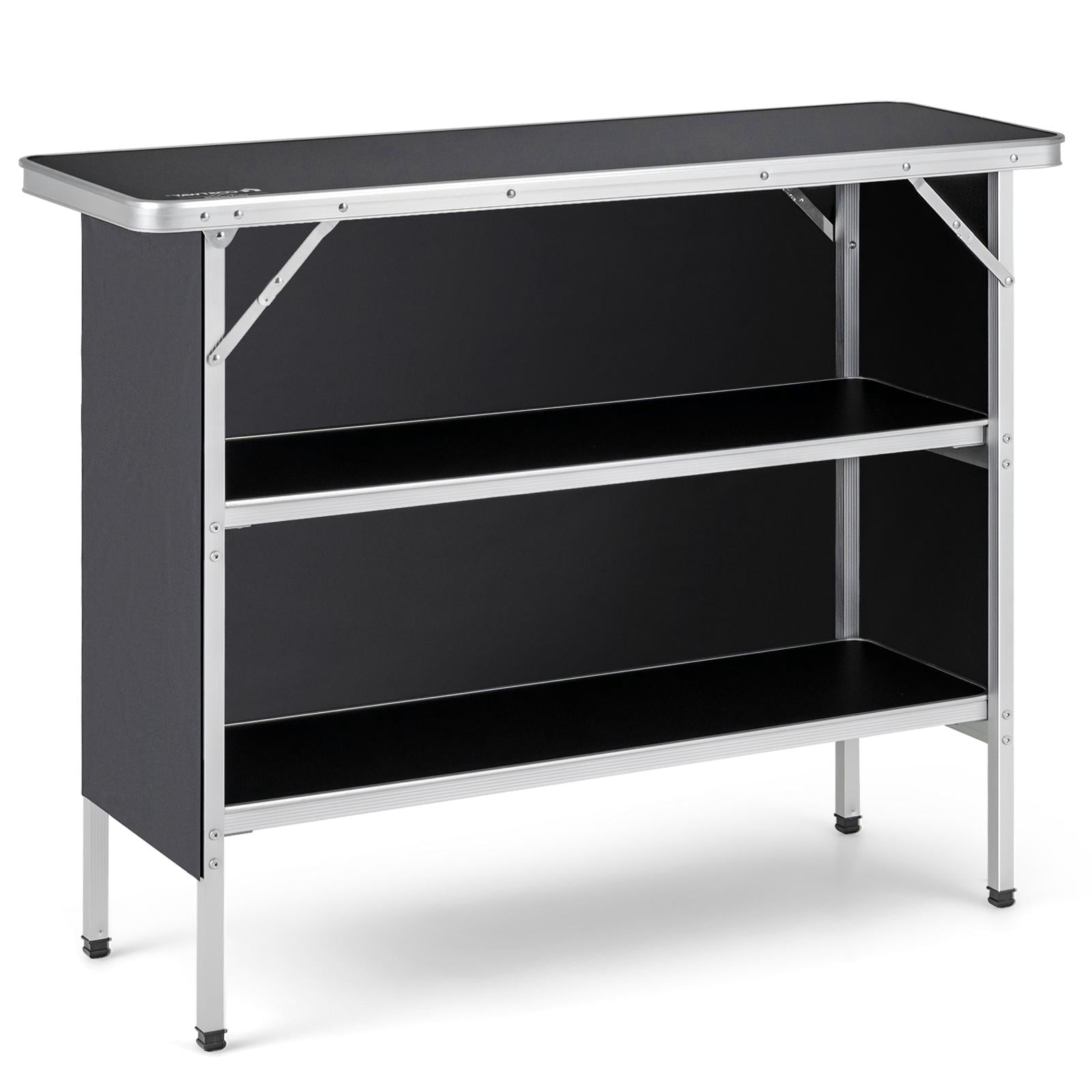Biotree Folding Camping Table with 2-Tier Storage Shelves for Outdoor BBQ and Cooking, Black