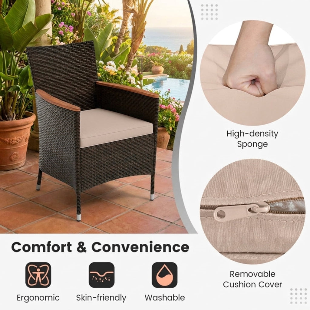 Biotree 7 Pieces Garden Dining Patio Rattan Set with Cushions for Backyard Outdoor Conversation Set for Garden Backyard PorchBrown