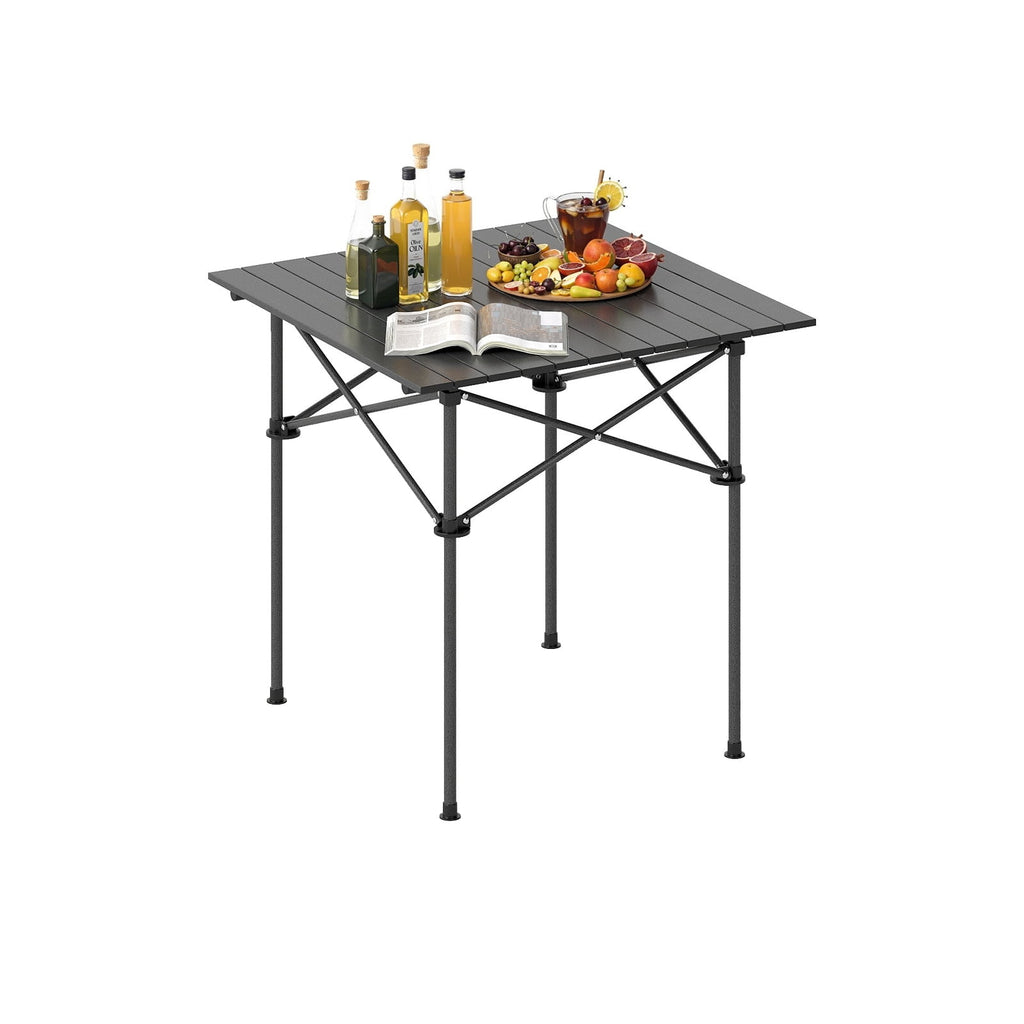 Biotree Folding Roll-Up Camping Table with Metal Legs Portable Lightweight Outdoor Table for Camping Picnic Beach, Black