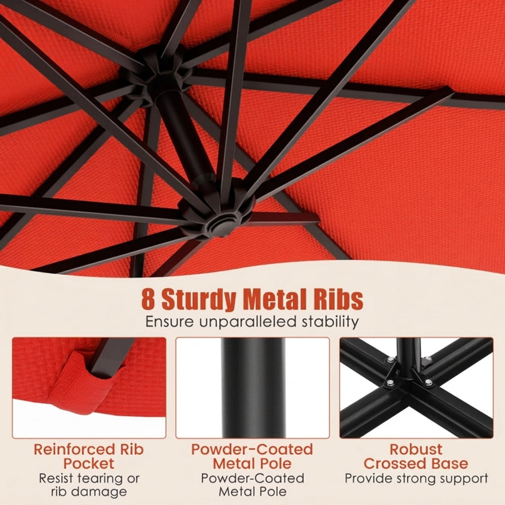 Biotree 10 ft Cantilever Offset Patio Umbrella Solar Powered Outdoor Shade - Orange - UV Protection with Cross Base