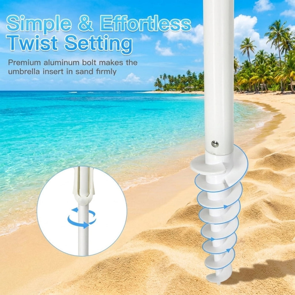 Biotree 7.2 ft Portable Beach Umbrella with Carrying Bag, 8 Ribs, Sand Tilt Mechanism - Blue for Backyard