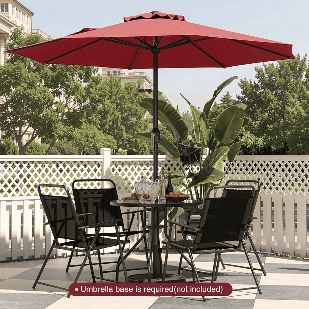 Biotree Outdoor Heavy Duty Market Umbrella with Crank Handle and 8 Sturdy Ribs-Red Walnut - Outdoor Patio Garden Sun Shade