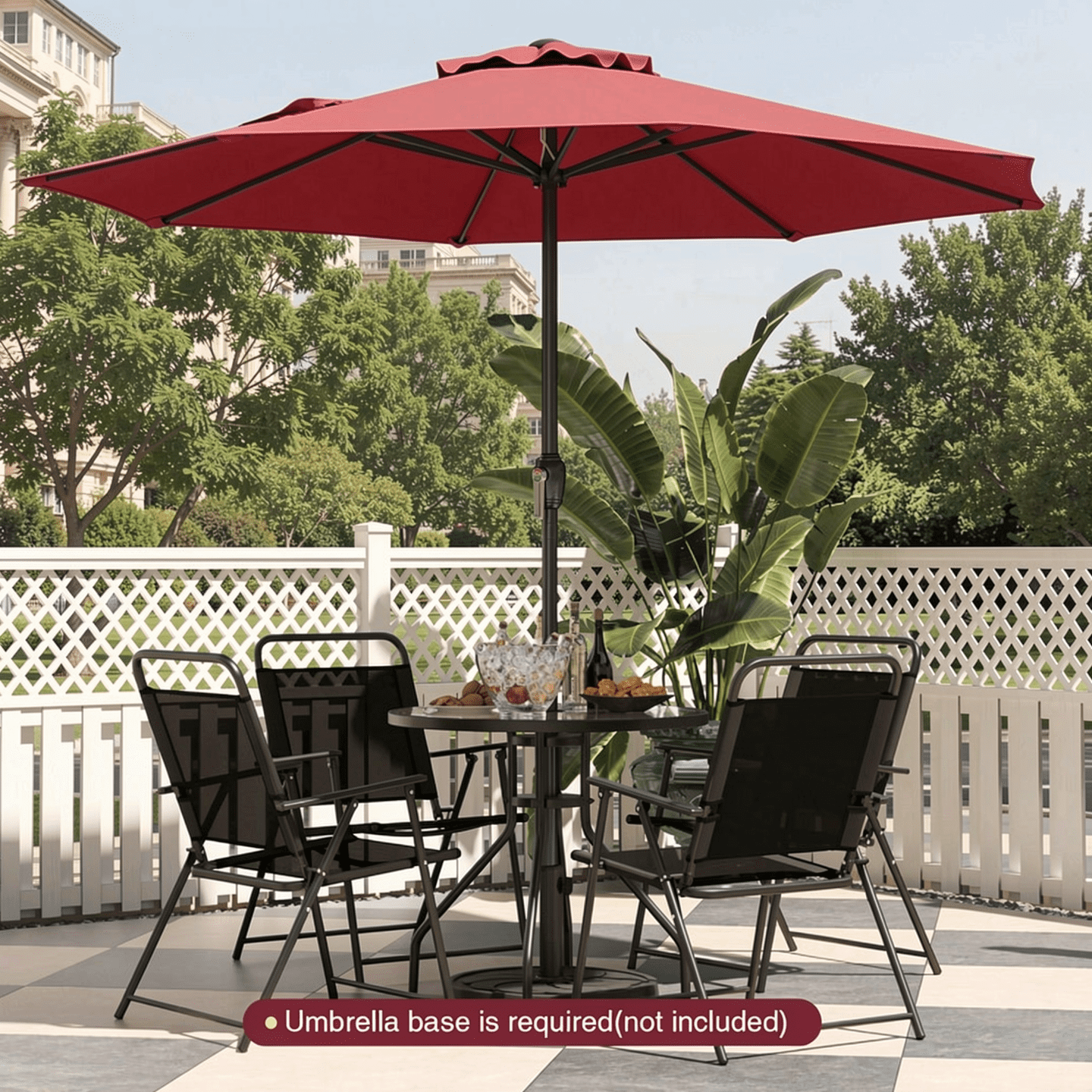 Biotree Outdoor Heavy Duty Market Umbrella with Crank Handle and 8 Sturdy Ribs-Red Walnut - Outdoor Patio Garden Sun Shade
