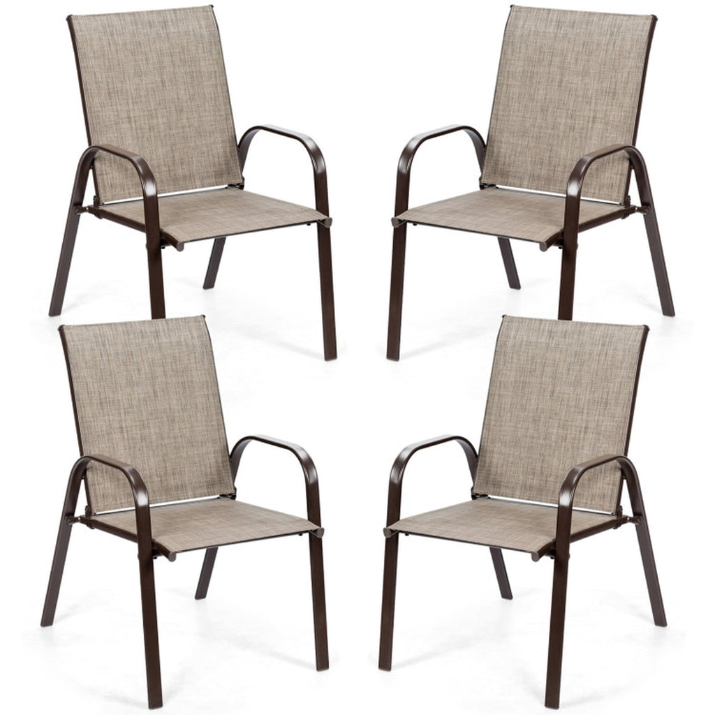 Biotree 2 Pcs Patio Chairs Outdoor Dining Chair with Armrest Stackable Patio Chair for Garden BackyardGray
