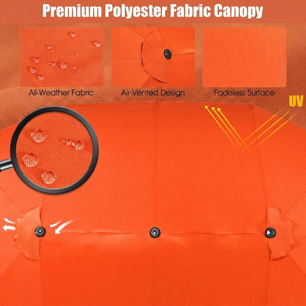 Biotree 15 ft Double-Sided Twin Patio Umbrella Crank Tilt Outdoor Shade - Orange - UV Protection with Cross Base