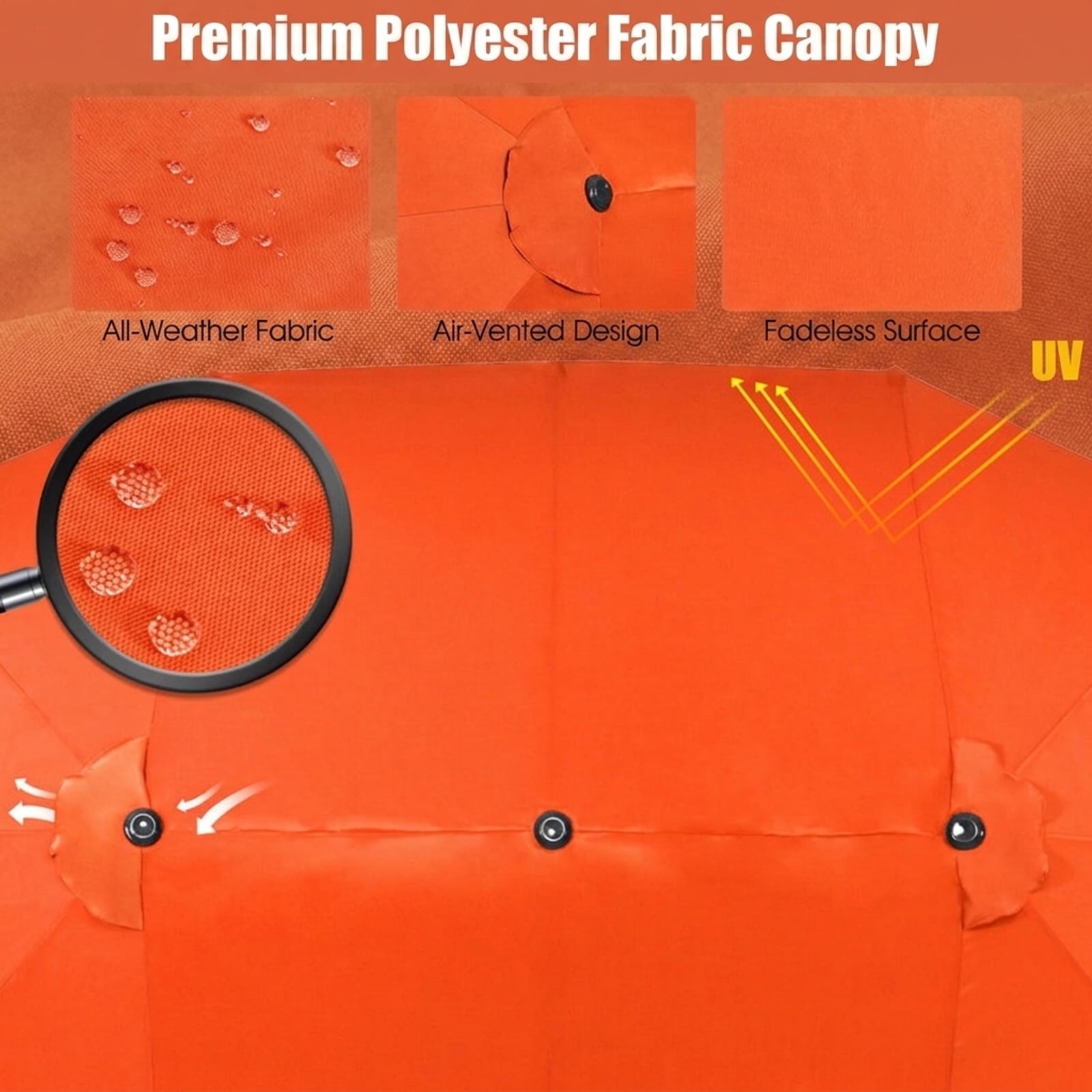 Biotree 15 ft Double-Sided Twin Patio Umbrella Crank Tilt Outdoor Shade - Orange - UV Protection with Cross Base