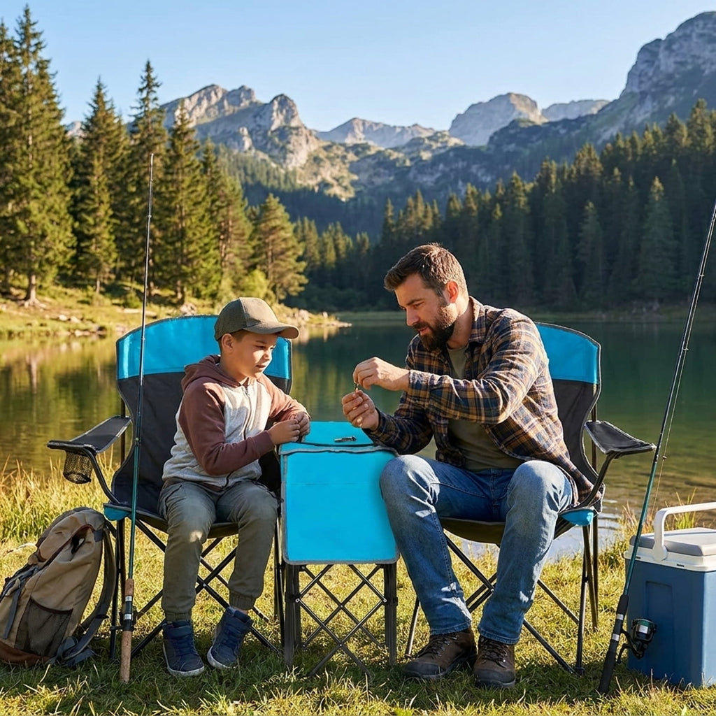 Biotree Portable Folding Camping Canopy Chairs with Cup Holder, Blue