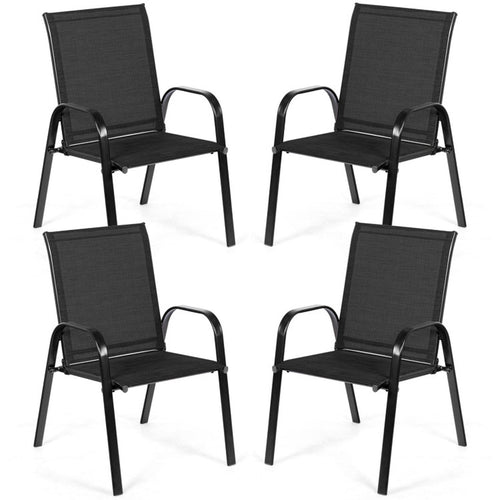 Biotree 2 Pcs Patio Outdoor Dining Chair with Armrest Stackable Patio Chair for Garden BackyardBlack