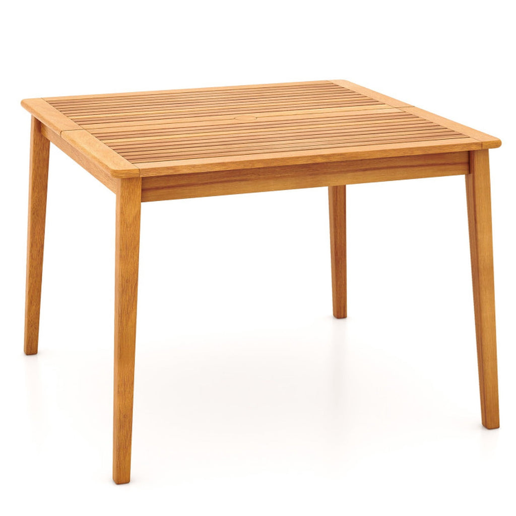 Biotree 40 Inch Acacia Wood Dining Square Bistro Table with 1.96 Inch Umbrella Hole, Natural