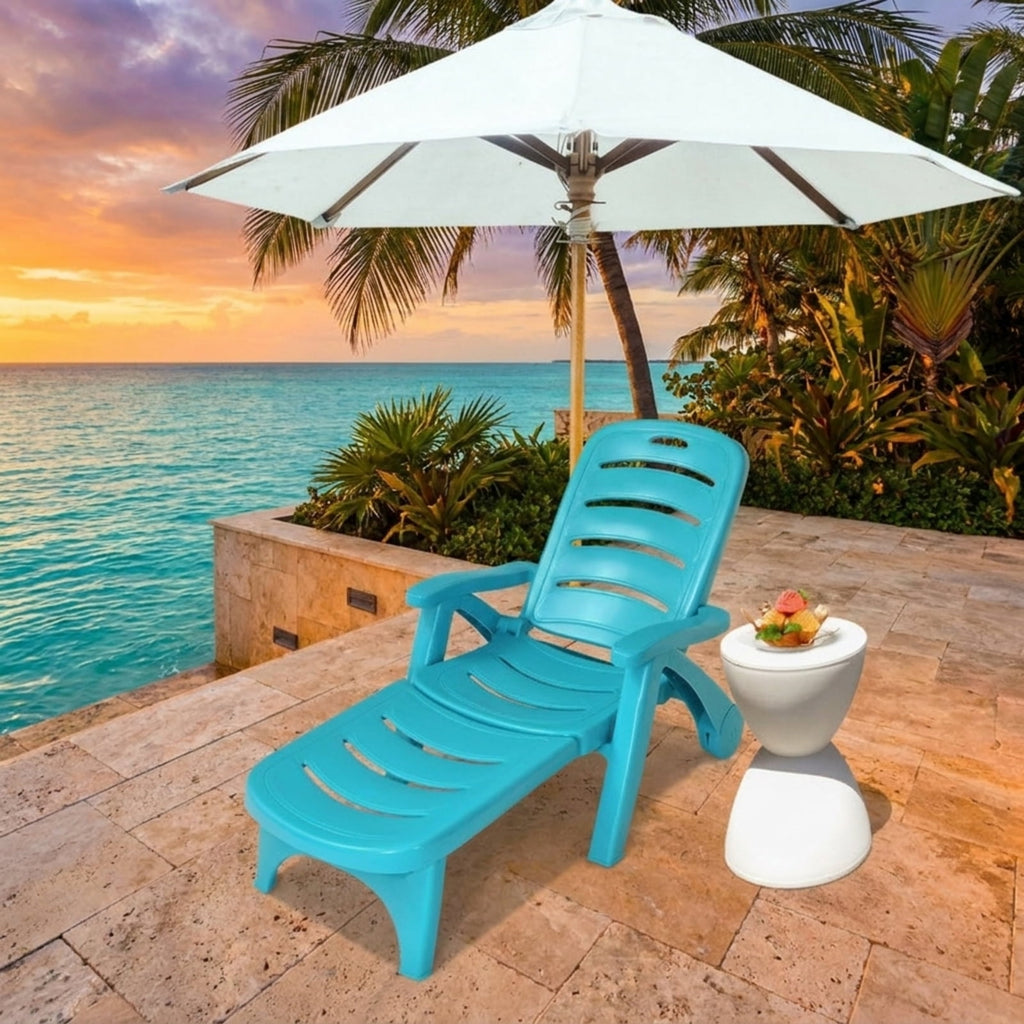 Biotree 5 Position Adjustable Folding Lounger Chaise Chair Stackable Patio Chair for Garden BackyardTurquoise