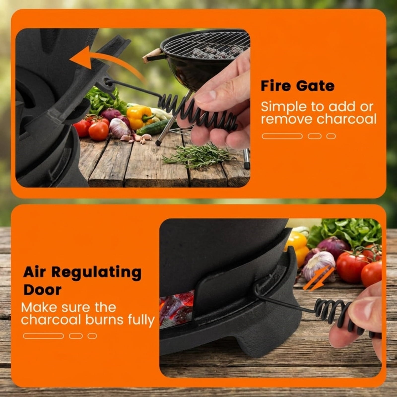 Biotree Round Hibachi Grill Outdoor Portable Charcoal Stove with 12 Inch Double-Sided Grate for Outdoor Backyard Camping Patio BBQ, Black