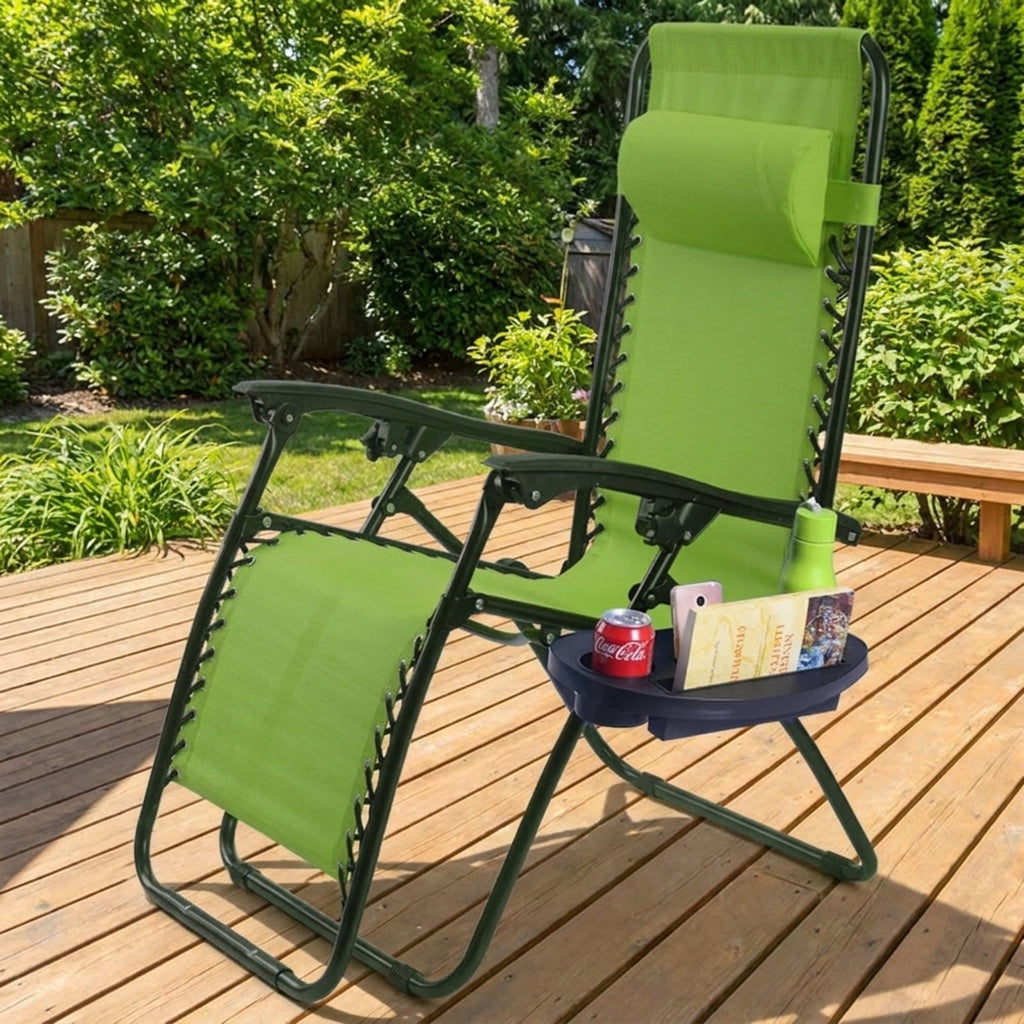 Biotree 2 Pieces Folding Lounge Chair with Zero Gravity Stackable Patio Chair for Garden BackyardGreen