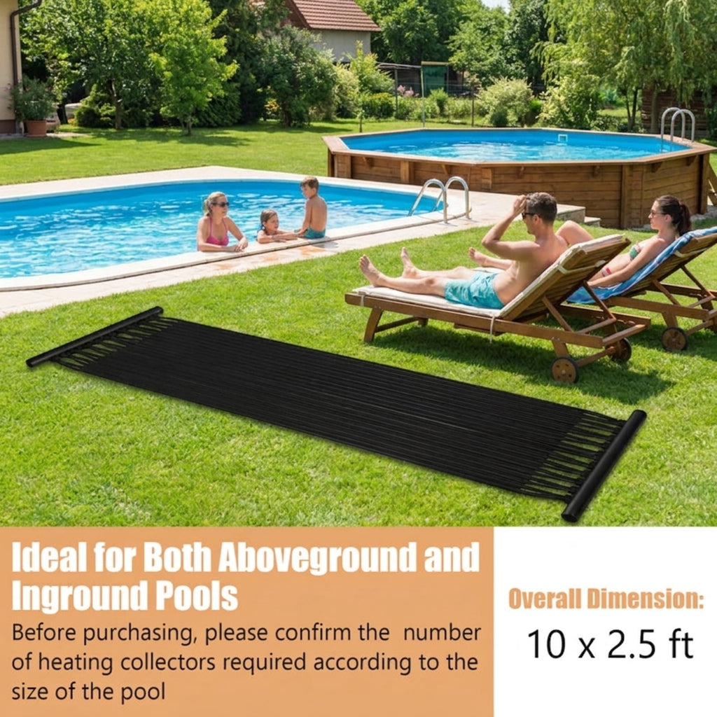Biotree 2 Pieces 10/16.4/20 Feet Weatherproof Solar Swimming Pool Heating System 10 ft Set for Garden Yard Lawn Watering Outdoor, Black