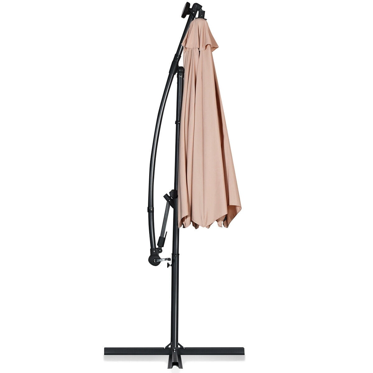 Biotree 10 ft 360¡ã Rotation Solar Powered LED Patio Offset Umbrella without Weight Base-Beige Outdoor