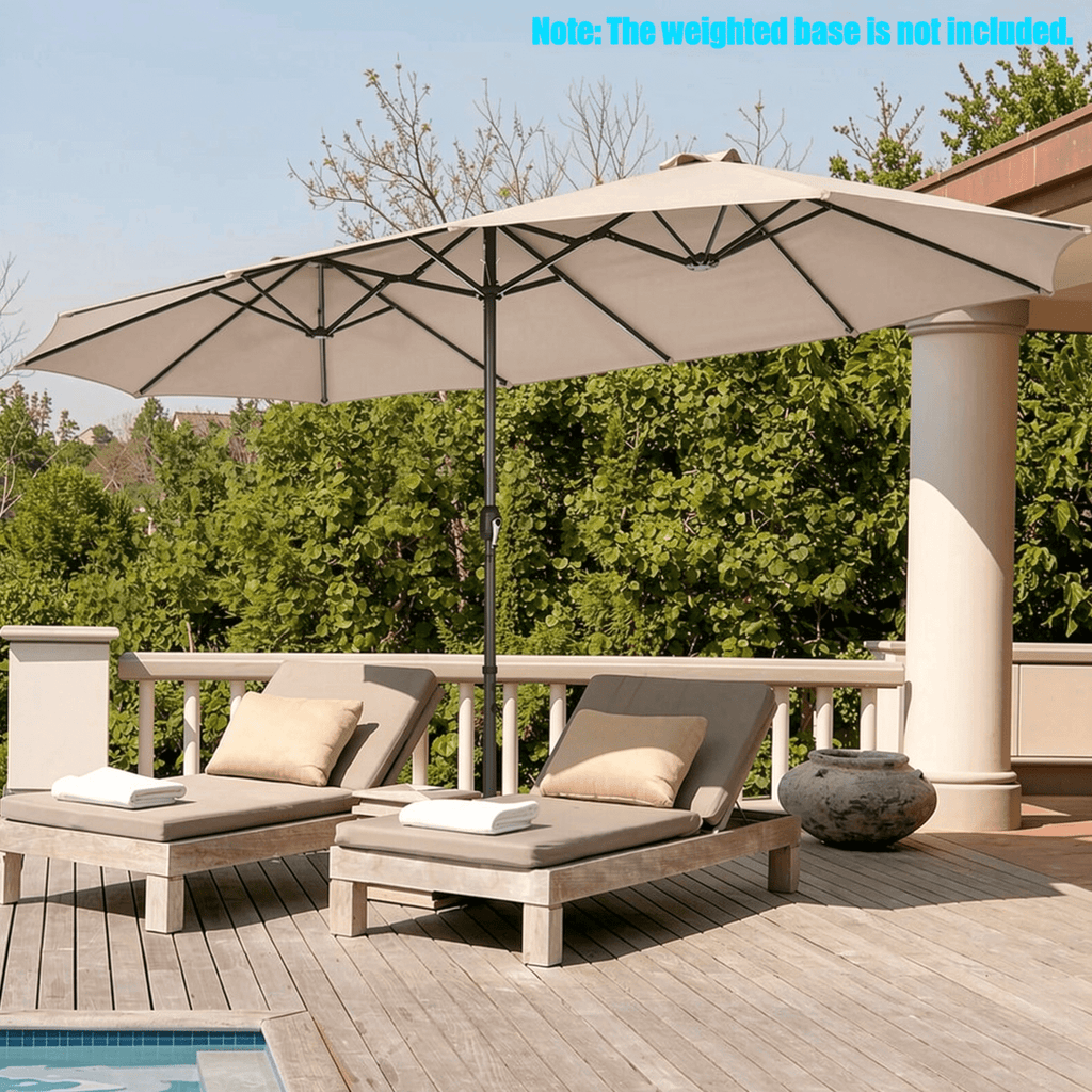 Biotree 15 Feet Patio Double-Sided Umbrella with Hand-Crank System-Beige Multi-color - Outdoor Patio Garden Sun Shade