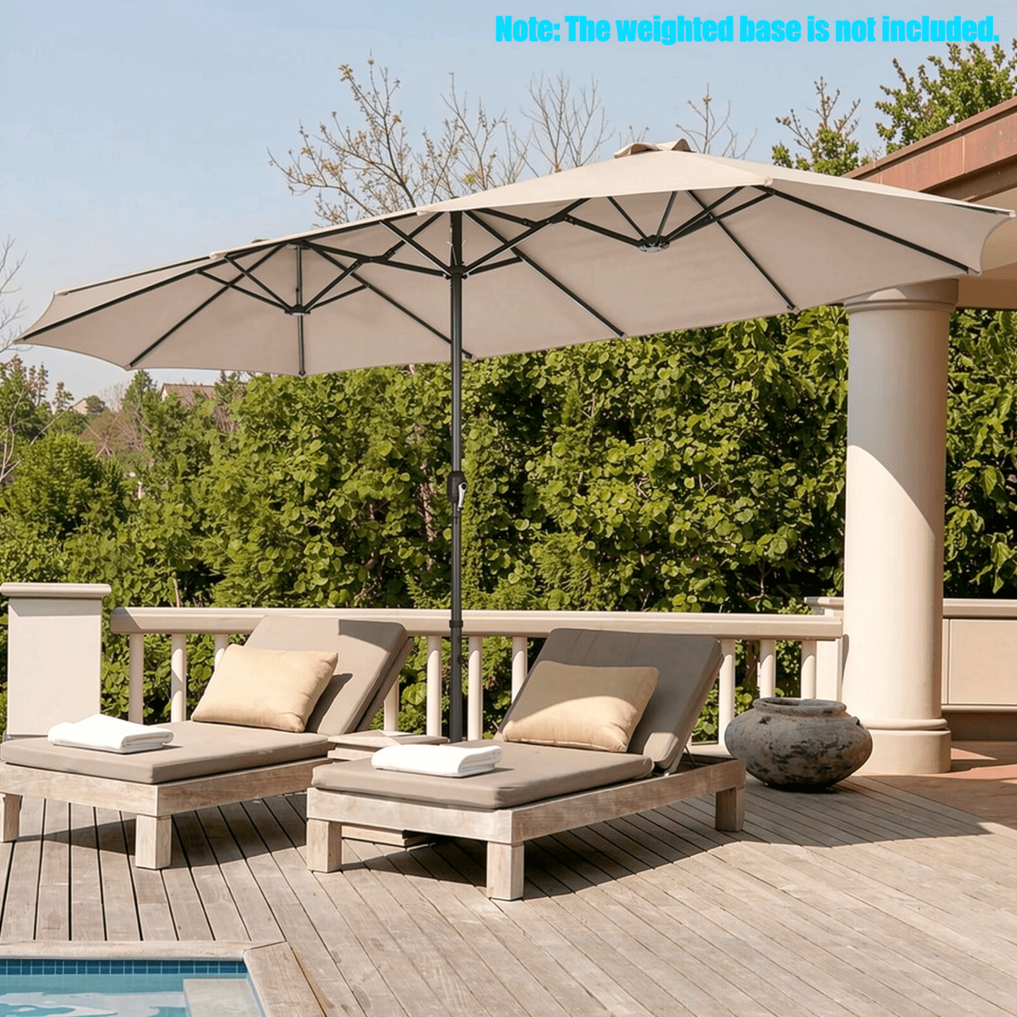 Biotree 15 Feet Patio Double-Sided Umbrella with Hand-Crank System-Beige Multi-color - Outdoor Patio Garden Sun Shade