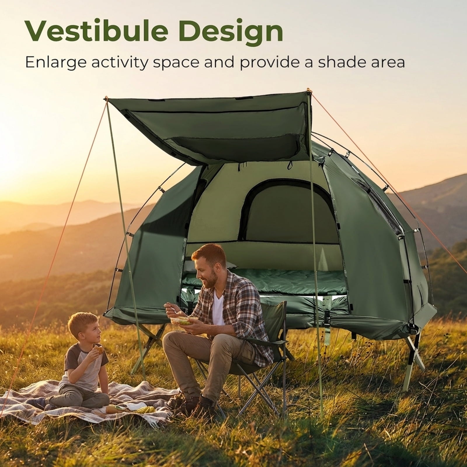 Biotree Camping Tent with Mesh Windows and Carrying Bag for Family Camping Hiking